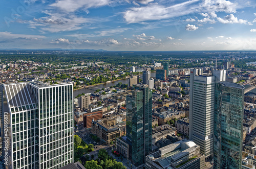 Germany, Hessen, Frankfurt Am Main, Panorama View On Skyline Frankfurt