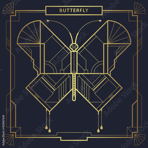 Canvas Print Art deco Geometric butterfly vector