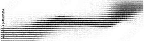 Halftone in abstract style. Geometric retro banner vector texture. Modern print. White and black background. Light effect.