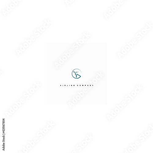 Vector illustration consisting of an airplane line in the form of a symbol or logo of an airline.avia company logo. 
