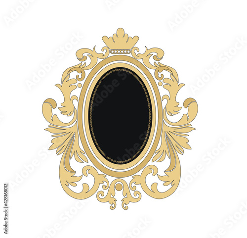 ANCIENT HERALDIC EMBLEM OF OVAL GOLD DECORATED IN BAROQUE STYLE