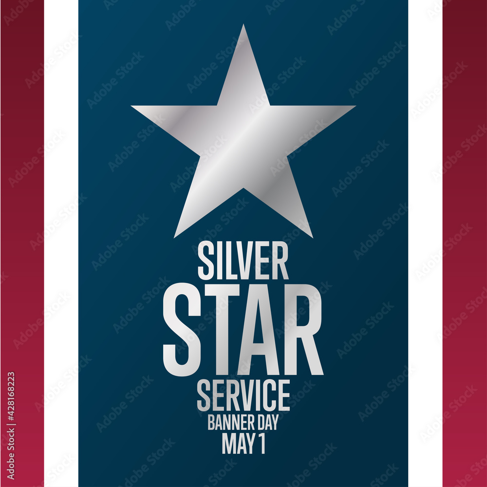 Silver Star Service Banner Day. May 1. Holiday concept. Template for background, banner, card, poster with text inscription. Vector EPS10 illustration.