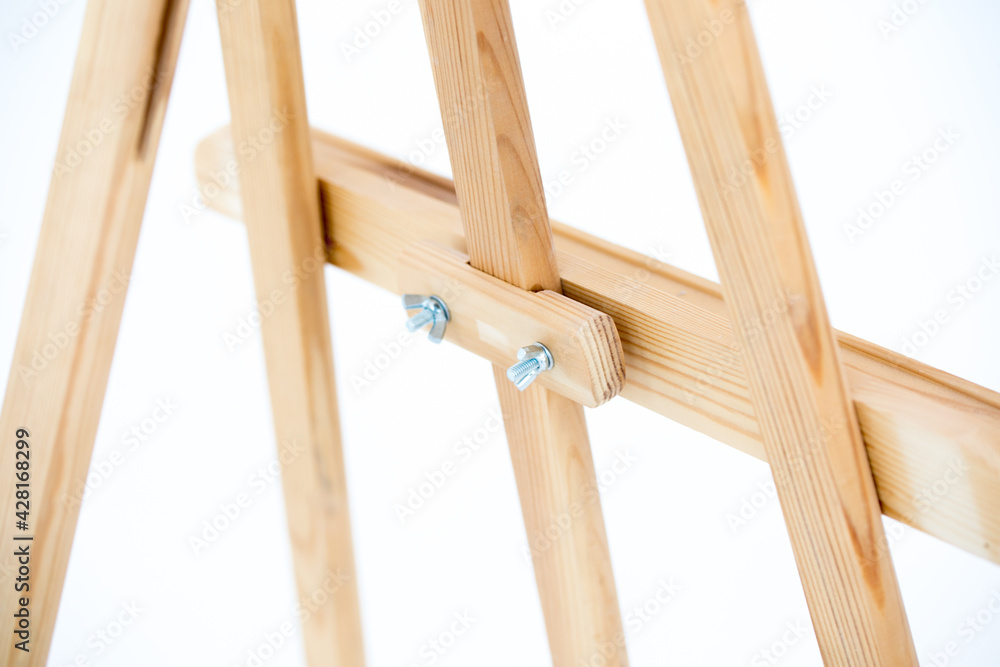 an empty easel isolated on a white background.