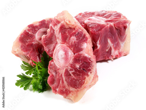 Tableau sur toile Raw Oxtail Pieces - Isolated on white Background