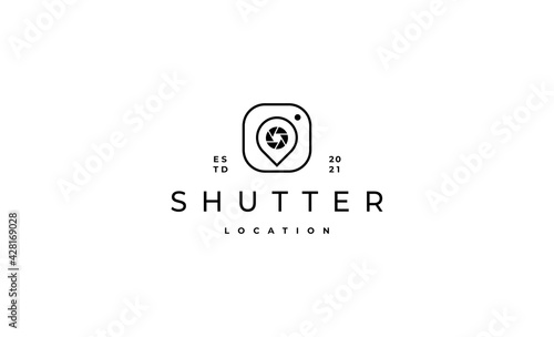 Pin Photo Camera Logo Design Vector illustration
