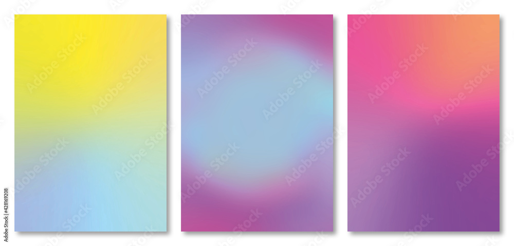Set Abstract Blur Colourful Background, copy space, design template for brochures, book covers, magazine, business card, banners, Every background is isolated, retro of 90s style.