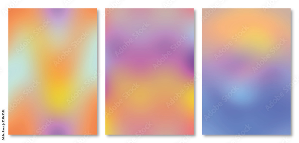 Set of Abstract Blur Colourful Background, copy space, design template for brochures, book covers, magazine, business card, branding, banners, Every background is isolated, retro of 90s style.