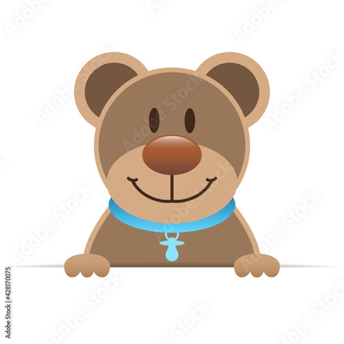 Brauner Teddy Mit Blauem Halsband Schnuller Horizontales Banner