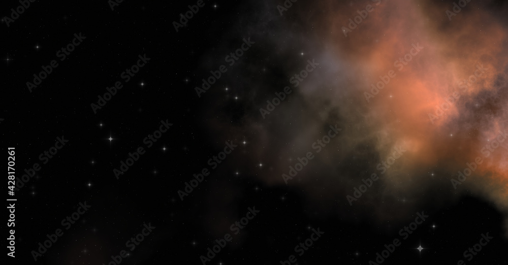 Fototapeta premium Star field in galaxy space with colorful nebula. Sci fi background of deep space. Ethereal wallpaper.