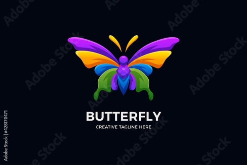 Colorful Butterfly Gradient 3D Logo Template