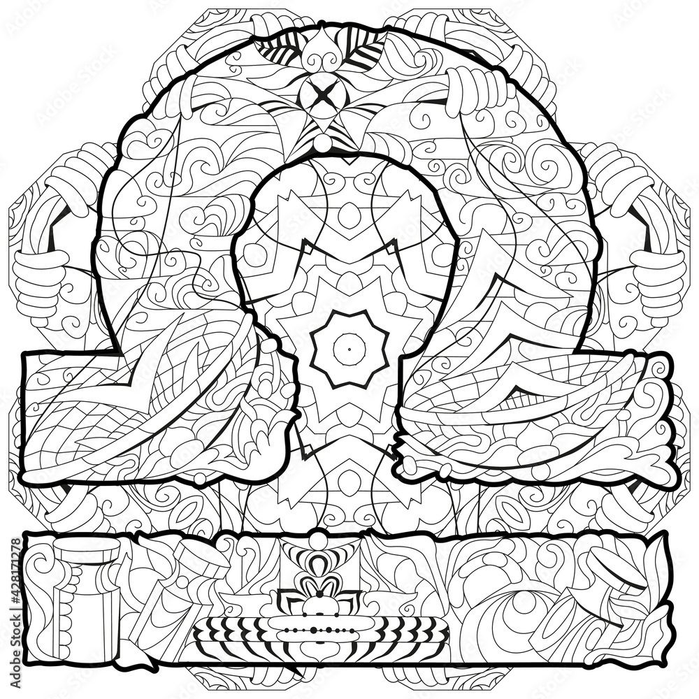 Fototapeta premium Libra zodiac sign with mandala cute retro zentangle stylized in vector