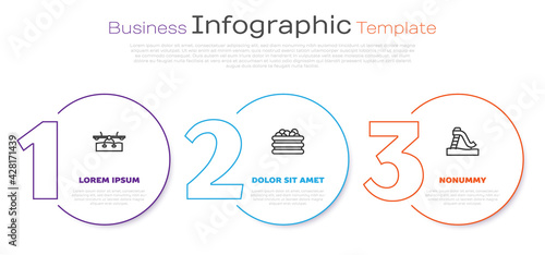 Set line Seesaw, Pool with balls and Kid slide. Business infographic template. Vector
