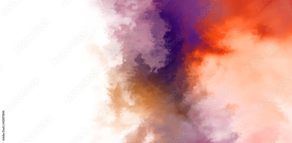 Abstract colorful watercolor on white background. Digital art painting.