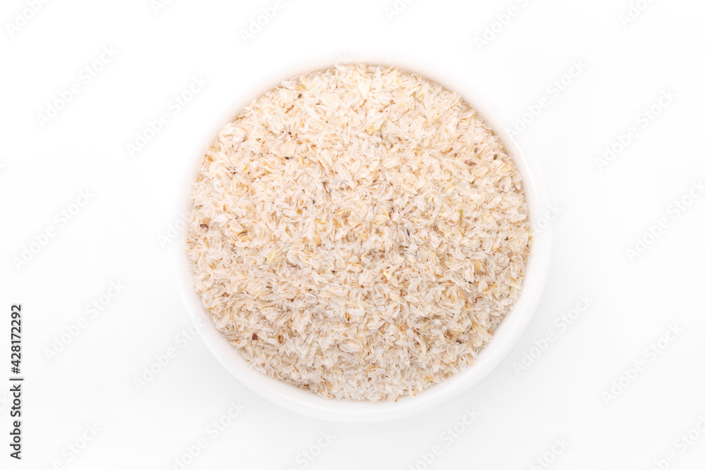 psyllium husk. psyllium husk in white bowl on white background. psyllium husk. psyllium husk in white bowl on white background.