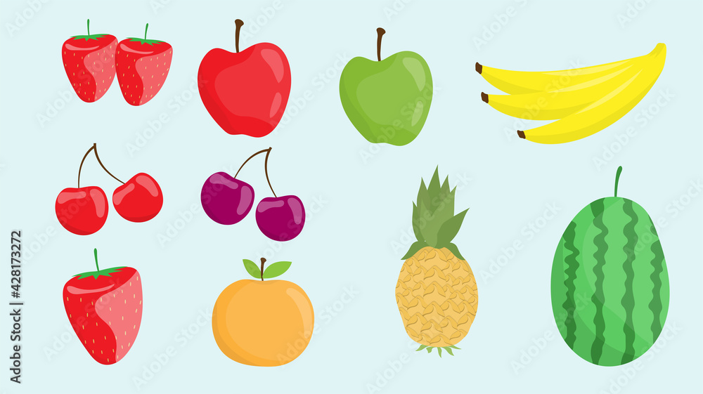 set of vegetable and fruits flat style isolated vector illustration set of vegetable and fruits flat style isolated vector illustration
