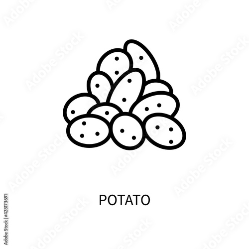 Potato Line Icon In A Simple Style. Vector sign in a simple style isolated on a white background. 64x64 pixel.