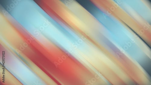 Twisted vibrant iridescent blurred gradient of red yellow blue orange with smooth movement of the gradient in the frame with copy space. Abstract wallpaper background concept