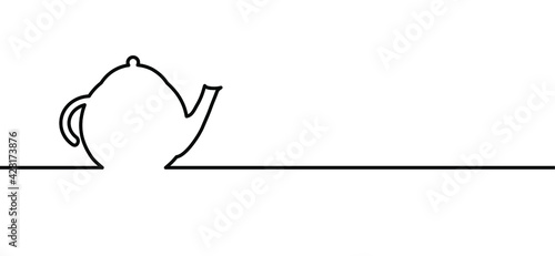 Teapot icon. Tea pot line drawing pattern silhouette Vector kitchen sign.