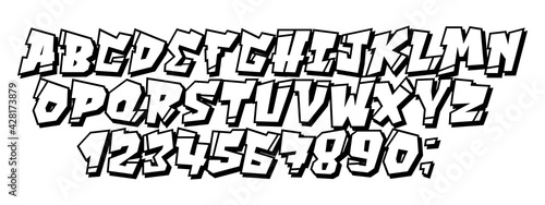Vector graffiti and hip hop font 90s style.