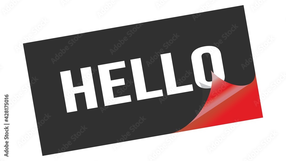 HELLO text on black red sticker stamp. HELLO text on black red sticker stamp.