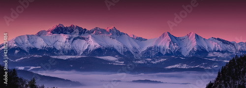 Fototapeta góra tatry zimą wschody 