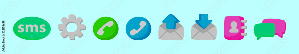 set of social media cartoon icon design template with various models. vector illustration isolated on blue background set of social media cartoon icon design template with various models. vector illustration isolated on blue background