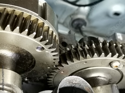 Close up photo of engine gear shot using smartphone