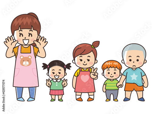 笑顔の保育士と園児　保育園　幼稚園