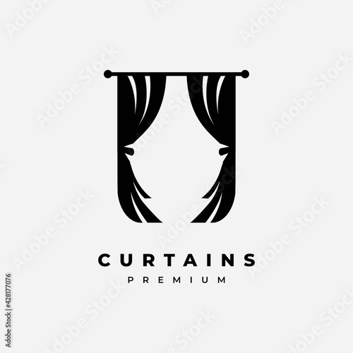 Curtain illustration symbol logo design vector template