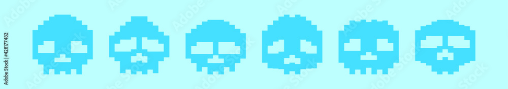 set of skull cartoon icon design template with various models. vector illustration isolated on blue background set of skull cartoon icon design template with various models. vector illustration isolated on blue background