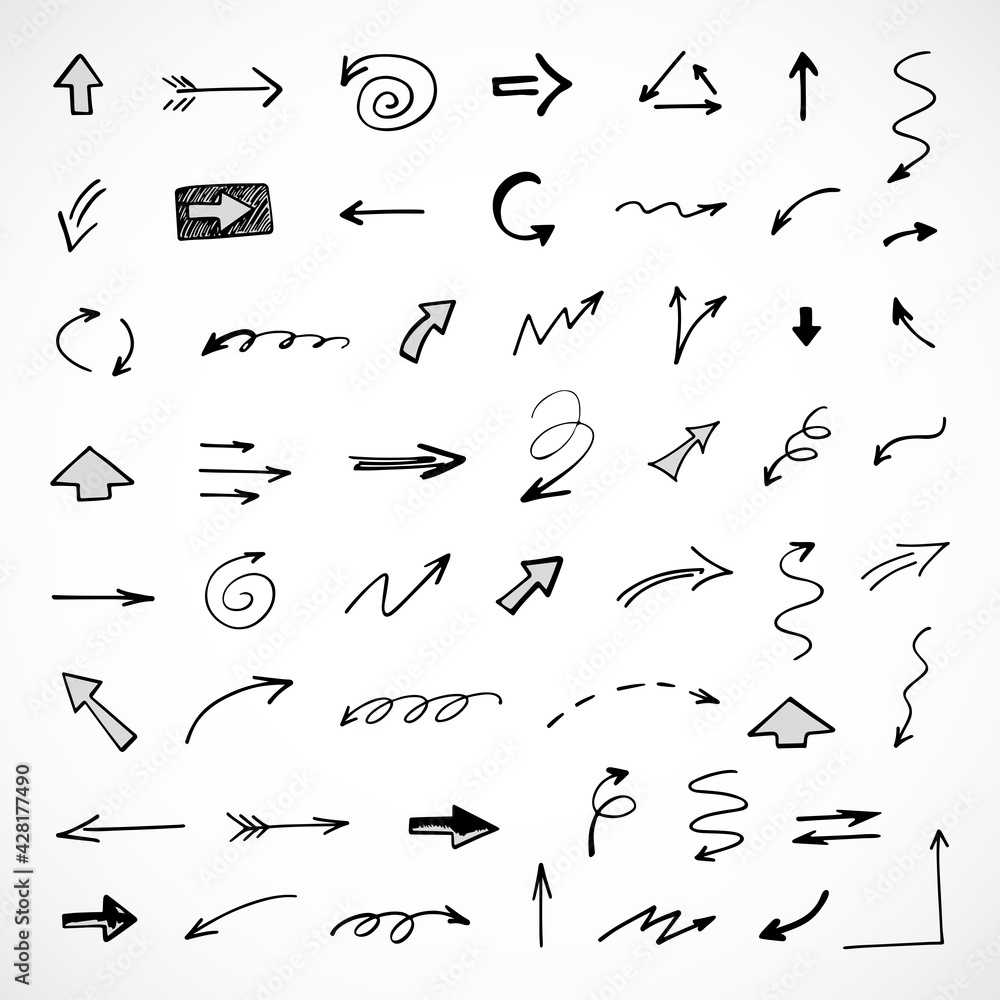 Vector set of hand-drawn arrows, elements for presentation Vector set of hand-drawn arrows, elements for presentation