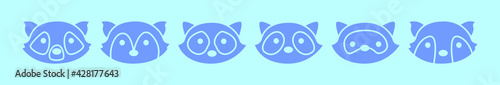 set of racoon animals cartoon icon design template with various models. vector illustration isolated on blue background
