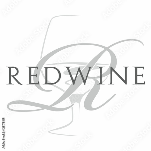 red wine text with wine glass background vector illustration. Glass of wine drink icon isolated on white background.