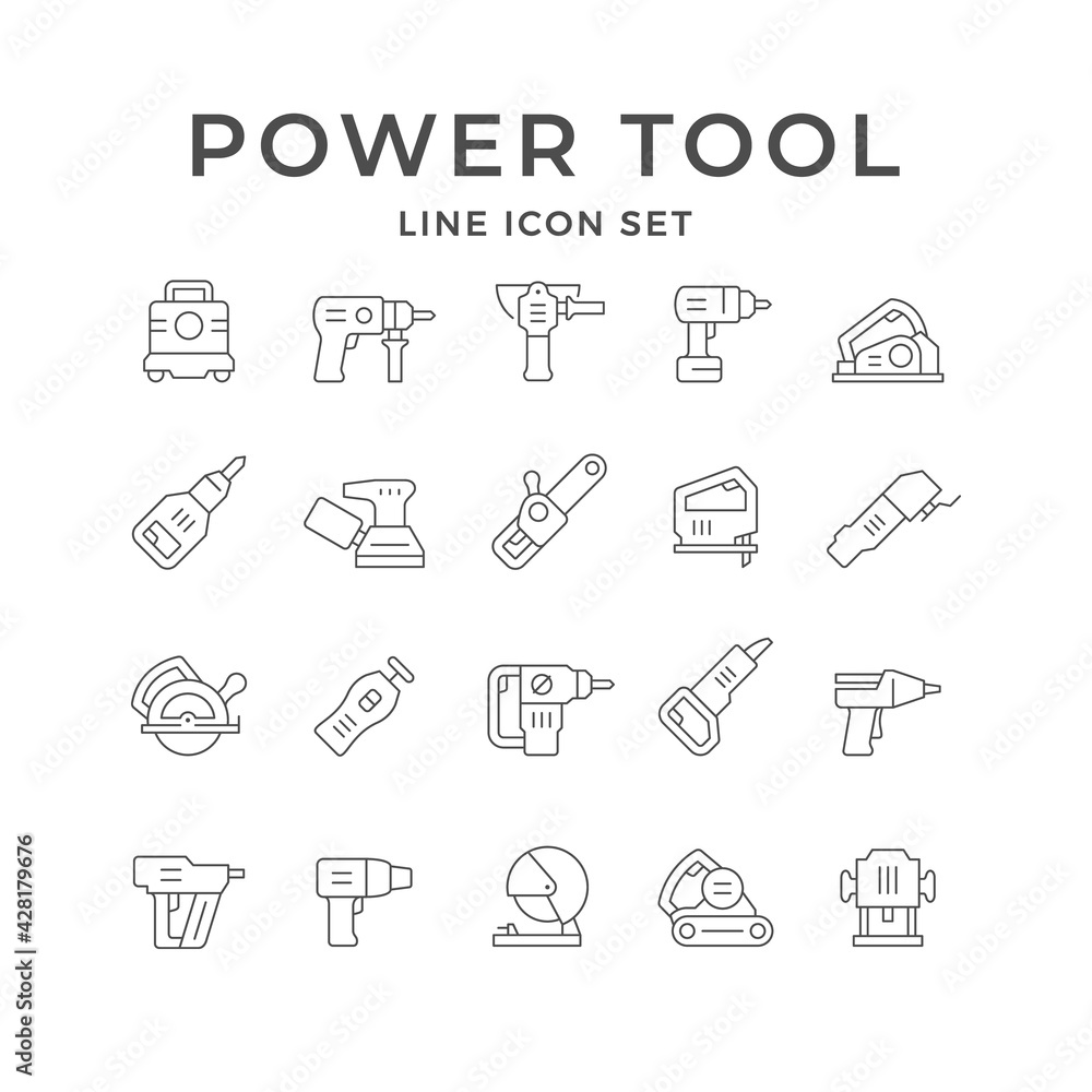 Set line icons of power tool - obrazy, fototapety, plakaty 