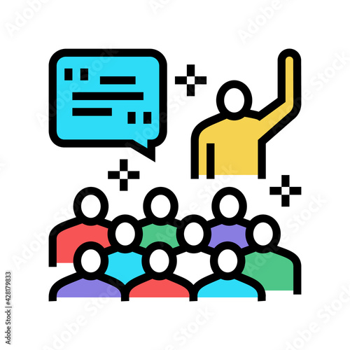 member forum answering on question color icon vector. member forum answering on question sign. isolated symbol illustration