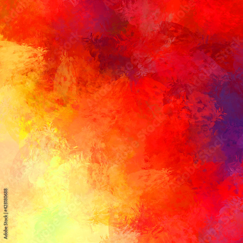 Painted composition with vibrant brush strokes. Textured colorful painting. Paint brushed wallpaper.