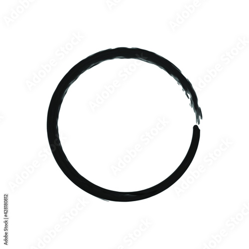 Vector zen circle, black brush stroke isolated on white background. 