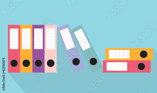 colorful office ring binders- vector illustration