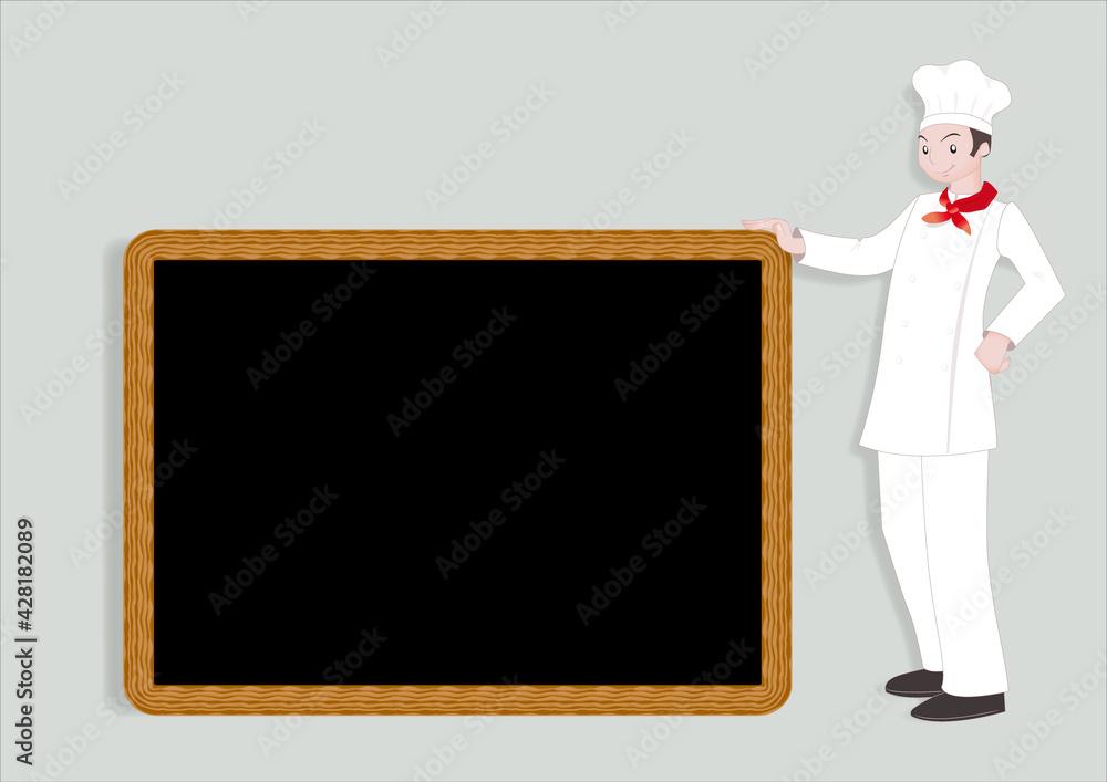 Pâtissier devant une ardoise horizontale