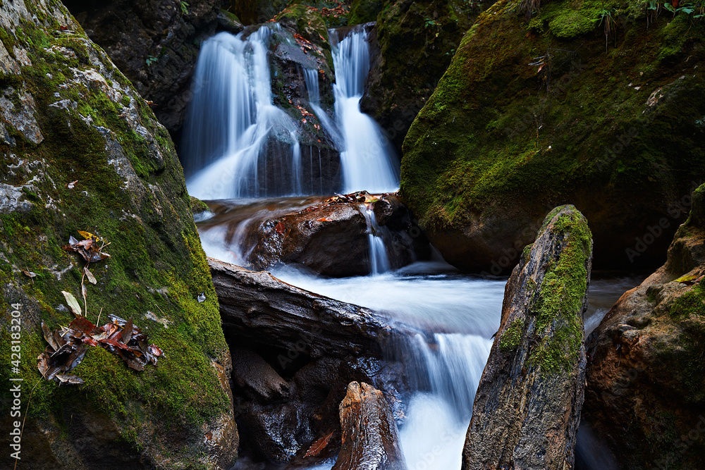 Fototapeta premium Waterfall on a mountain river.