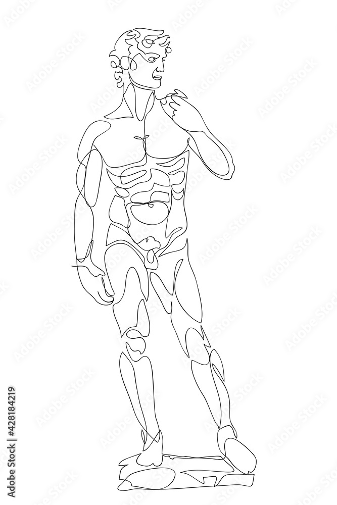 Man drawing with one continuous line, fashion concept, male beauty minimalist, vector illustration for t-shirt, print design, covers, web, tattoo