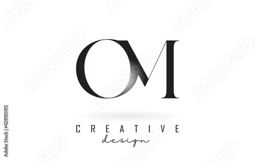 OM o m letter design logo logotype concept with serif font and elegant style vector illustration.