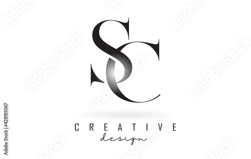 SC s c letter design logo logotype concept with serif font and elegant style vector illustration. photo
