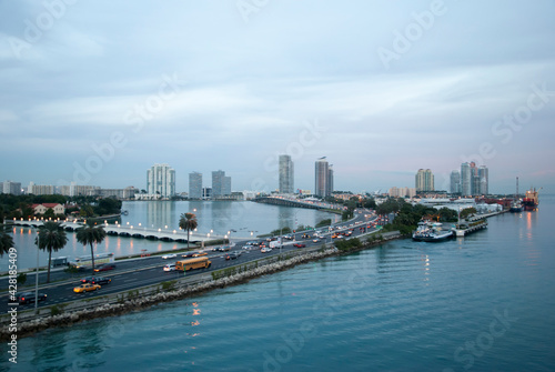 Miami Beach Skyline At Dusk