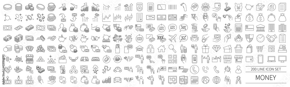 Money related icon set 200 Money related icon set 200