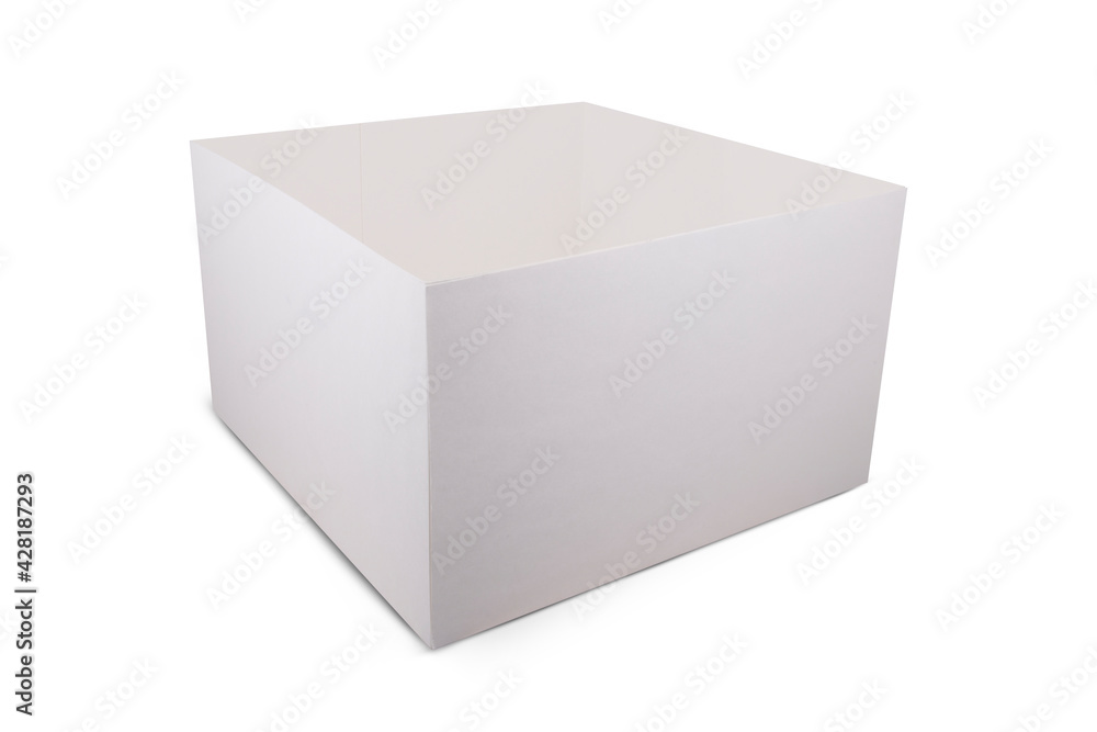 White Cardboard Box For Cake isolated on white background White Cardboard Box For Cake isolated on white background