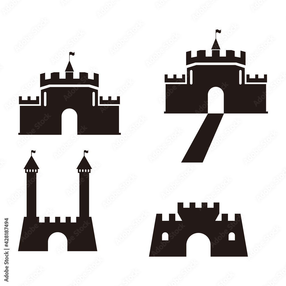Castle set vector illustration icon Template design