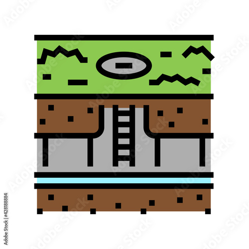 sewerage communication land color icon vector. sewerage communication land sign. isolated symbol illustration