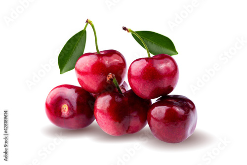 Cherry isolated on white background. Sweet cherries With clipping path