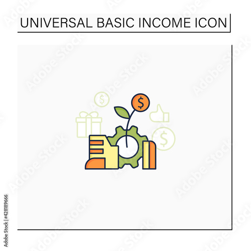 Economic expansion color icon.Increase in economic level activity. Rise in GDP. Universal basic income concept. Isolated vector illustration